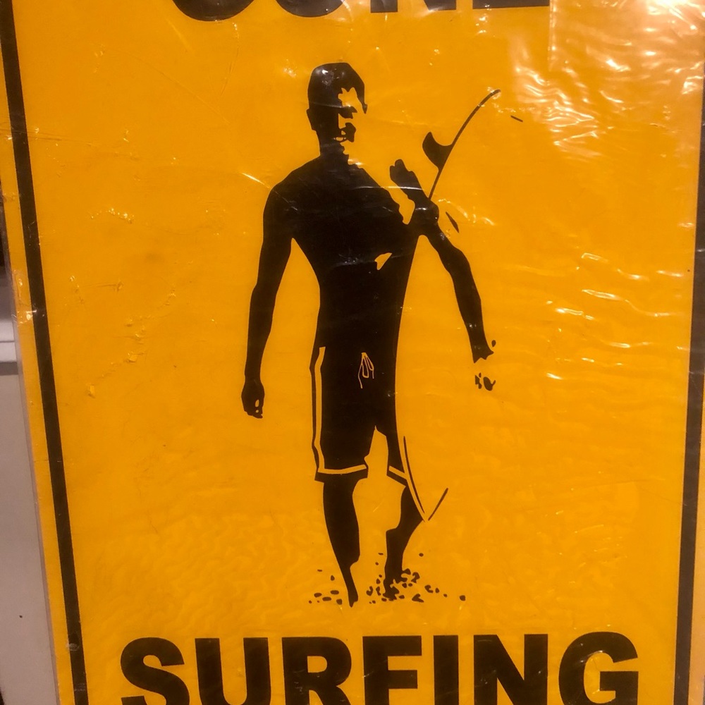 COPY - 18x12 gold and black metal gone surfing plaques. Good condition.